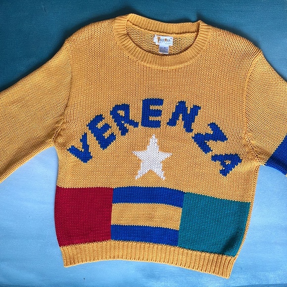 Vintage 90s Verenza Sports Knit Sweater Color Block - Picture 6 of 13